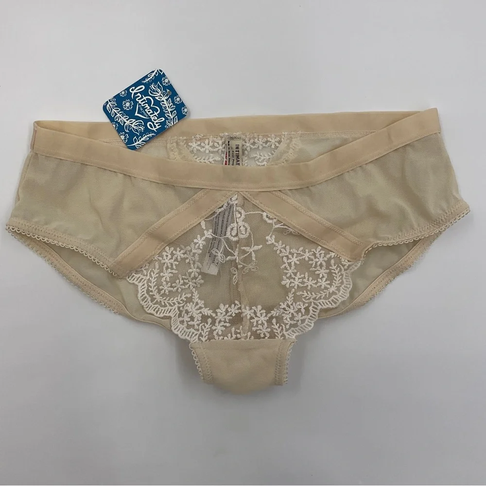 Free People Intimately Daydreamer Hipster Embroidered Mesh Panties Nude Size XS